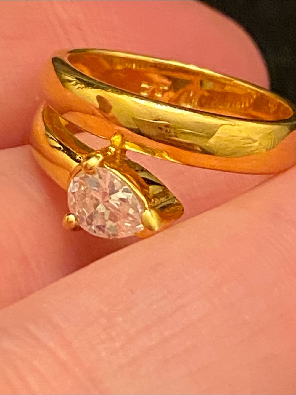 JJ Gold-Tone Suspended Crystal Wrap Ring Size 7 - Picture 5 of 10